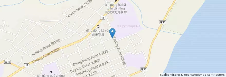 Mapa de ubicacion de 王記鬼頭刀魚排 en 台湾, 台湾省, 台東県, 成功鎮.