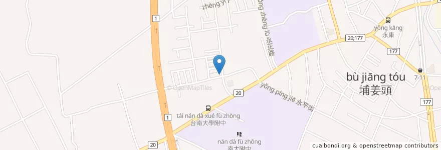 Mapa de ubicacion de 二路元帥廟 en 臺灣, 臺南市, 永康區.