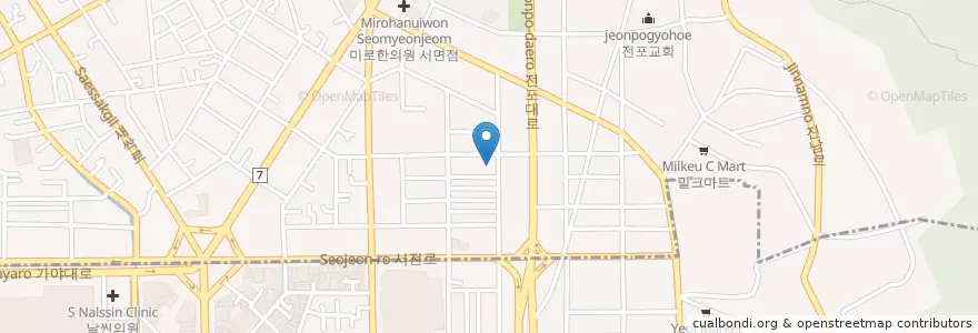 Mapa de ubicacion de 카페숨은 en كوريا الجنوبية, بسان, 부산진구, 전포동.