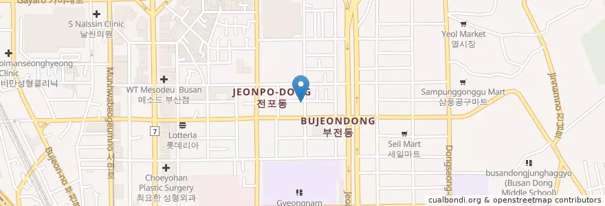 Mapa de ubicacion de 마마돈 en کره جنوبی, بوسان, 부산진구.