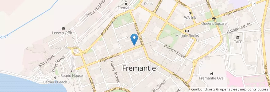 Mapa de ubicacion de Fremantle Police Station en Australia, Western Australia, City Of Fremantle.