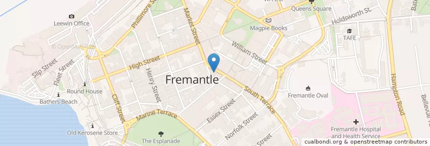 Mapa de ubicacion de The Meating Ground en 澳大利亚, 西澳大利亚州, City Of Fremantle.