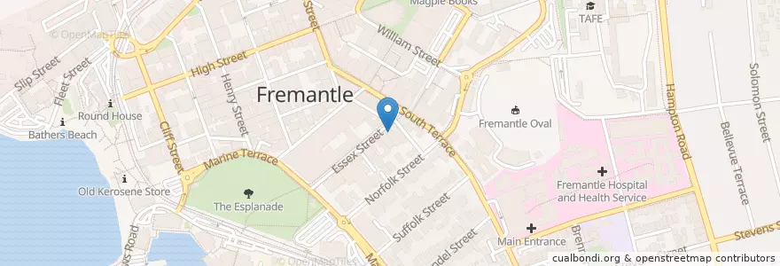 Mapa de ubicacion de Cafe D Freo en Avustralya, Western Australia, City Of Fremantle.