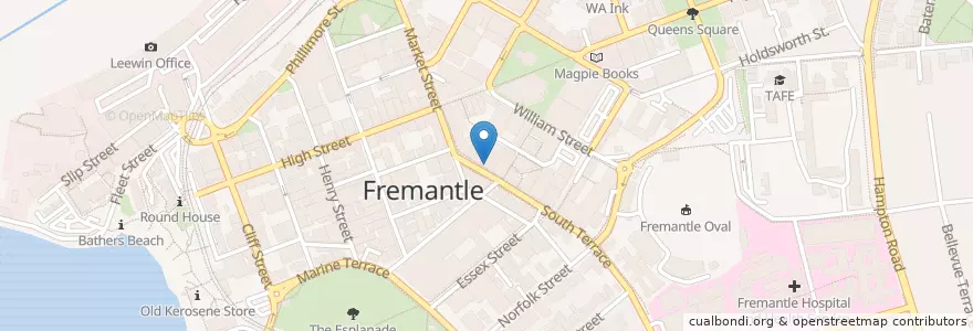 Mapa de ubicacion de Bella Roma en オーストラリア, 西オーストラリア, City Of Fremantle.
