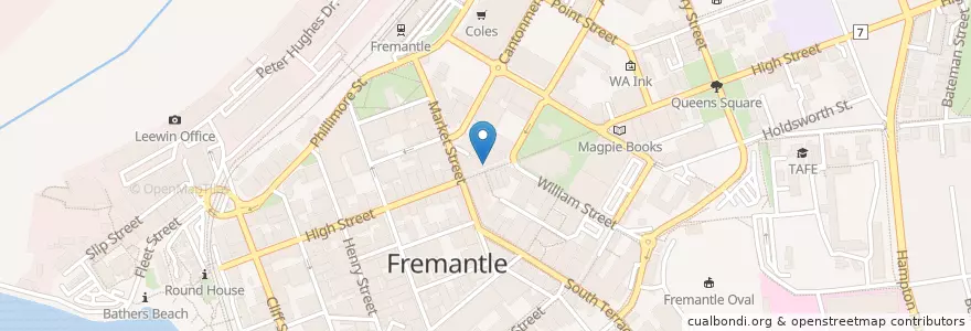 Mapa de ubicacion de Culley's en Австралия, Западная Австралия, City Of Fremantle.