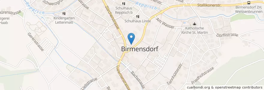 Mapa de ubicacion de Polizeistation Birmensdorf en Suíça, Zurique, Bezirk Dietikon, Birmensdorf (Zh).