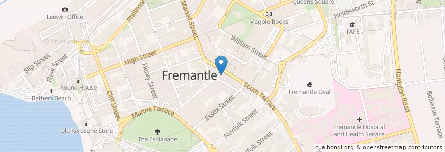Mapa de ubicacion de Grill'd en 澳大利亚, 西澳大利亚州, City Of Fremantle.