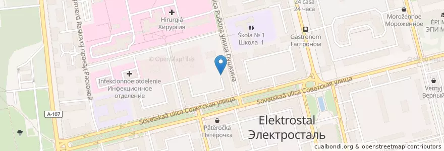 Mapa de ubicacion de Мажоръ en Rusland, Centraal Federaal District, Oblast Moskou, Городской Округ Электросталь.