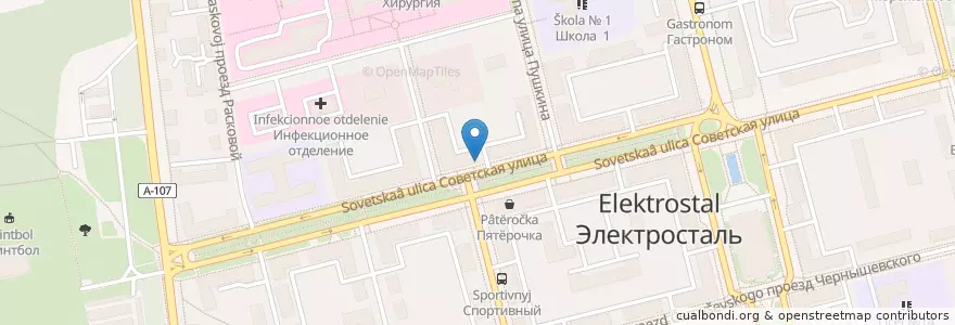 Mapa de ubicacion de Московский Кредитный Банк en Rússia, Distrito Federal Central, Oblast De Moscou, Городской Округ Электросталь.