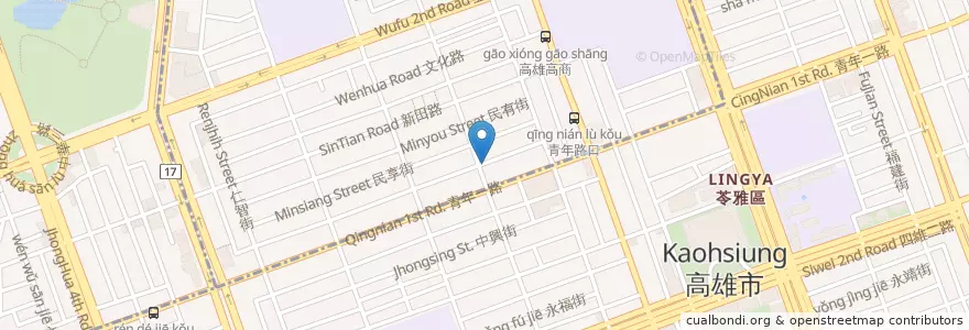 Mapa de ubicacion de 叢林拉麵 en 臺灣, 高雄市, 新興區, 苓雅區.