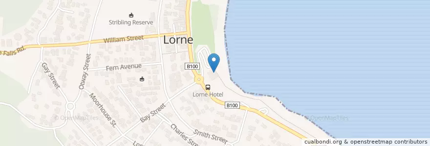 Mapa de ubicacion de Lorne Surf Life Saving Club en Australie, Victoria, Surf Coast Shire.