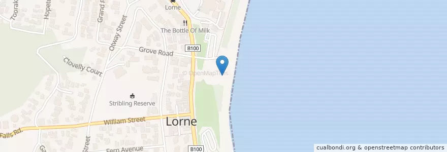 Mapa de ubicacion de Lorne Beach Pavillion en Australia, Victoria, Surf Coast Shire.