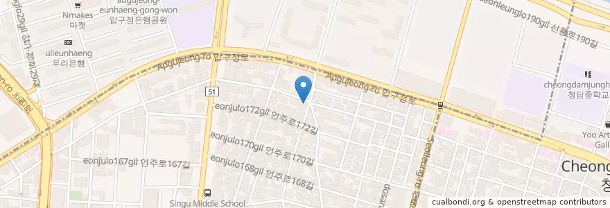 Mapa de ubicacion de Delhi (Fusion Curry Restaurant) en South Korea, Seoul, Gangnam-Gu, Sinsa-Dong, Apgujeong-Dong.