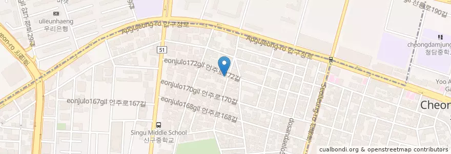 Mapa de ubicacion de 마피아 en Zuid-Korea, Seoel, 강남구, 신사동, 압구정동.