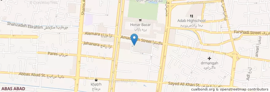 Mapa de ubicacion de کافه اسپادان en 이란, استان اصفهان, شهرستان اصفهان, بخش مرکزی شهرستان اصفهان, اصفهان.