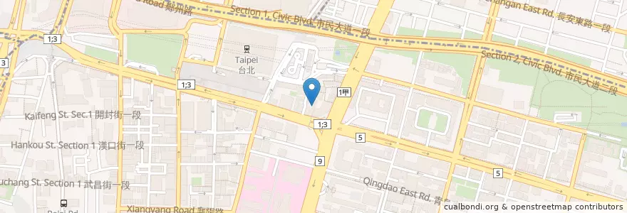 Mapa de ubicacion de 豪記水餃專賣店 en 臺灣, 新北市, 臺北市, 中正區.