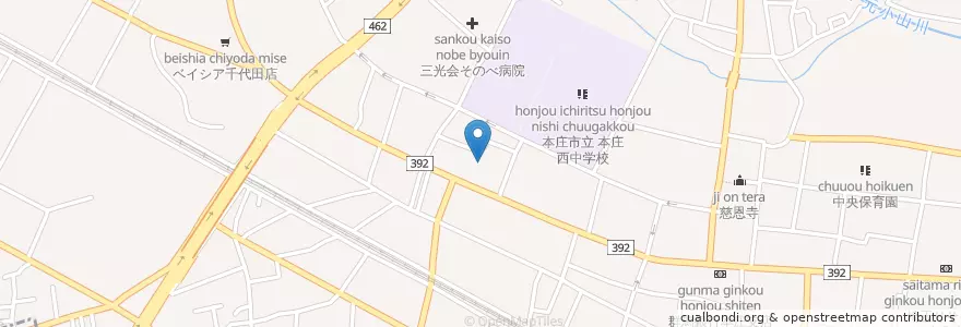 Mapa de ubicacion de NINOKURA en اليابان, 埼玉県, 本庄市.