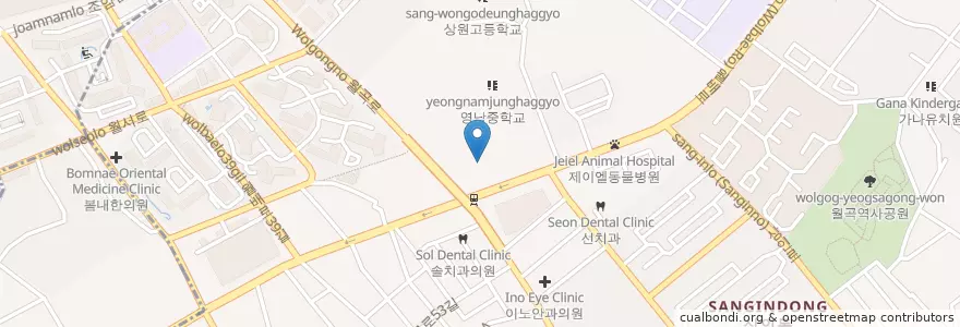 Mapa de ubicacion de 피자헛 상인역2호점 en Corea Del Sur, Daegu, 달서구, 상인동.