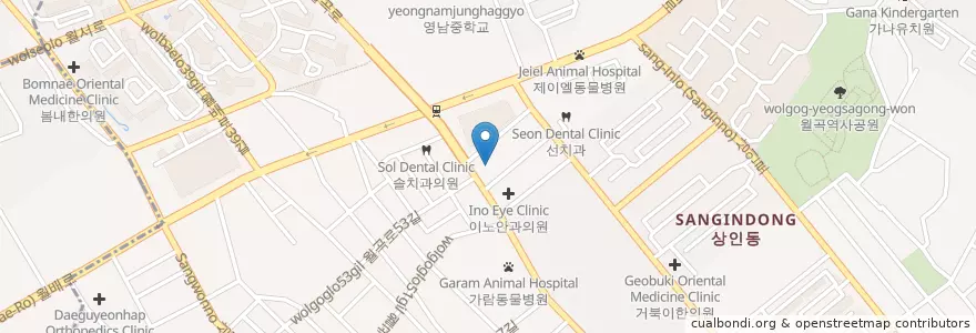 Mapa de ubicacion de 대구은행 상인역지점 en 대한민국, 대구, 달서구, 상인동.