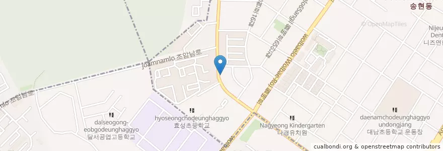 Mapa de ubicacion de 향토참한우고기마트 en 대한민국, 대구, 달서구.