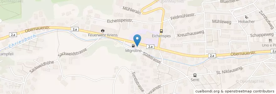Mapa de ubicacion de Migrol Car Wash en Suiza, Lucerna, Kriens.