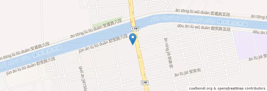Mapa de ubicacion de 星巴克海佃門市 en تایوان, 臺南市, 安南區.