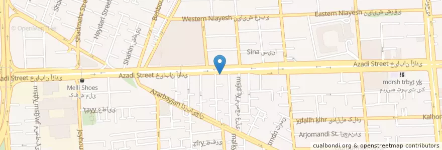 Mapa de ubicacion de بانک کارآفرین en İran, Tahran Eyaleti, شهرستان تهران, Tahran, بخش مرکزی شهرستان تهران.