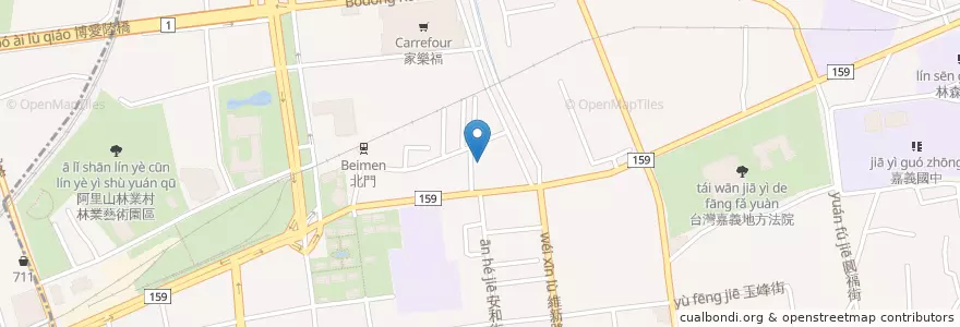 Mapa de ubicacion de 天后宮 en تایوان, 臺灣省, 嘉義市, 嘉義縣, 東區.