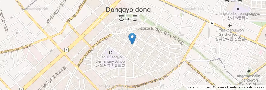 Mapa de ubicacion de 흥부네 부대찌개 en کره جنوبی, سئول, 마포구, 서교동.