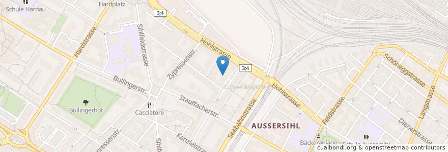 Mapa de ubicacion de Casa d'Italia en 스위스, 취리히, Bezirk Zürich, Zürich.