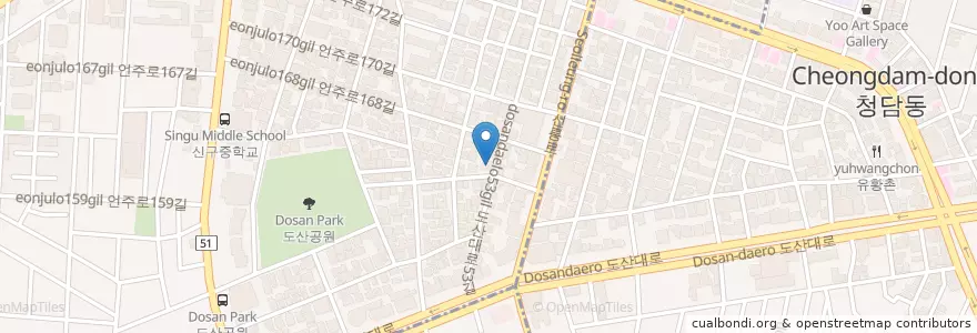 Mapa de ubicacion de 끌리닉에스 en 대한민국, 서울, 강남구.