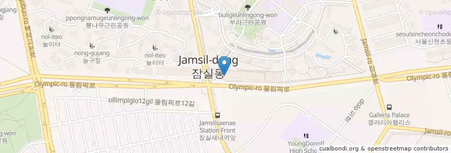 Mapa de ubicacion de 알파치과의원 (Alpa Dental Clinic) en Güney Kore, Seul, 송파구, 잠실2동.