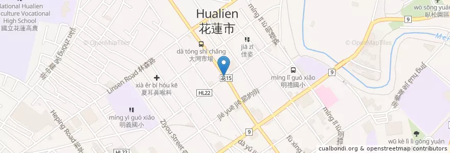 Mapa de ubicacion de 8 way en 타이완, 타이완성, 화롄현, 화롄 시.