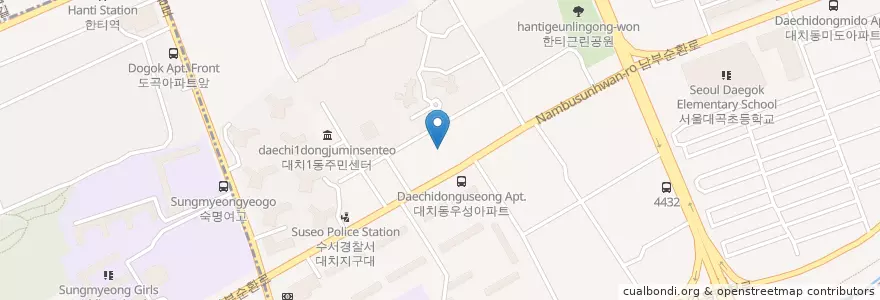 Mapa de ubicacion de 코코 한의원 en 대한민국, 서울, 강남구, 대치동, 대치1동.