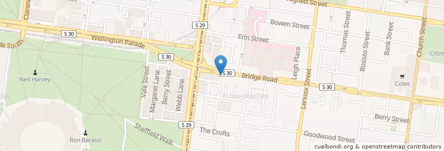 Mapa de ubicacion de Little Bridge Cafe en Australien, Victoria, City Of Yarra.