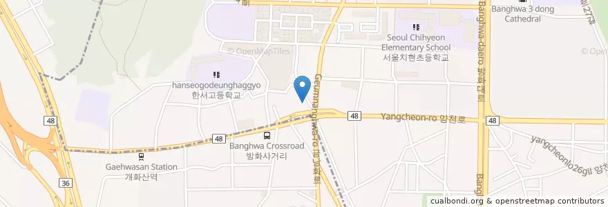 Mapa de ubicacion de 서울산부인과 en کره جنوبی, سئول, 강서구, 방화2동, 방화1동.
