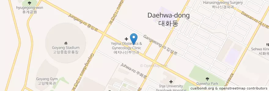 Mapa de ubicacion de 푸른대화치과 en 대한민국, 경기도, 고양시, 일산서구.