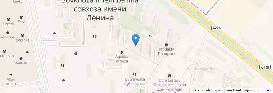 Mapa de ubicacion de Отделение почтовой связи 142715 en Russia, Central Federal District, Moscow Oblast, Leninsky District.
