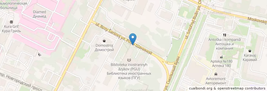 Mapa de ubicacion de Coffee Street en Russia, Northwestern Federal District, Arkhangelsk Oblast, Primorsky District, Городской Округ Архангельск.