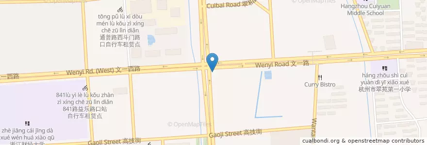 Mapa de ubicacion de 翠苑四区 en 中国, 浙江省, 杭州市, 西湖区.