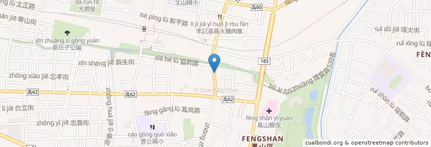 Mapa de ubicacion de 胖老爹美式炸雞 高雄鳳山中正店 en تايوان, كاوهسيونغ, 鳳山區.