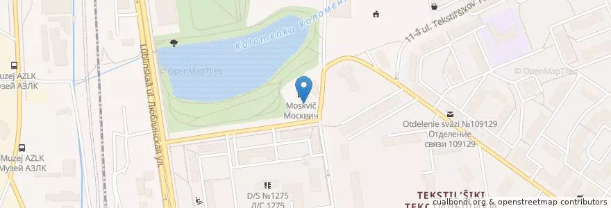 Mapa de ubicacion de Москвич кафе-бар en Rusia, Distrito Federal Central, Москва, Юго-Восточный Административный Округ, Район Текстильщики.
