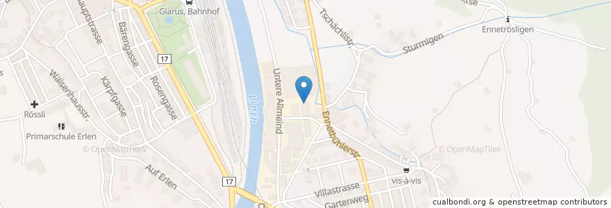 Mapa de ubicacion de Therapiezentrum Hänggiturm en Suiza, Glaris, Glarus.