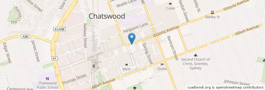 Mapa de ubicacion de st.george Chatswood en Australië, Nieuw-Zuid-Wales, Willoughby City Council, Sydney.
