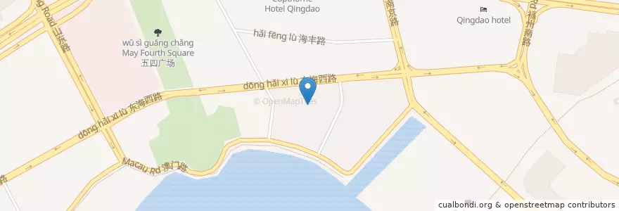 Mapa de ubicacion de Shinhan Bank en الصين, شاندونغ, مدينة تشينغداو, 市南区.