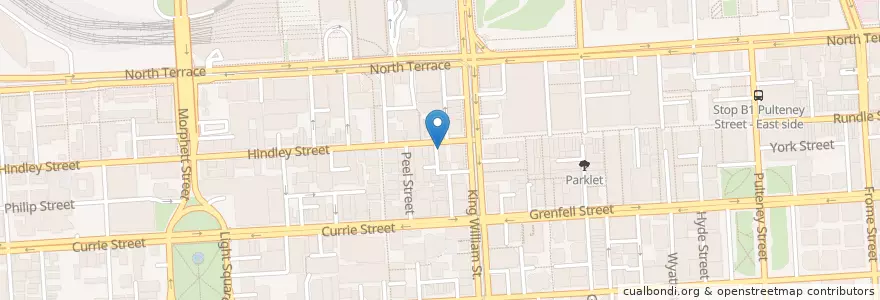 Mapa de ubicacion de Peppertones Cafe en Australië, Zuid-Australië, Adelaide, Adelaide City Council.