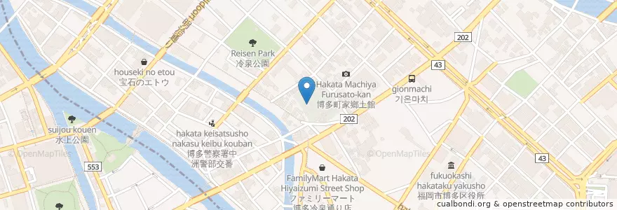 Mapa de ubicacion de 櫛田神社 en Japan, 福岡県, Fukuoka, 博多区.