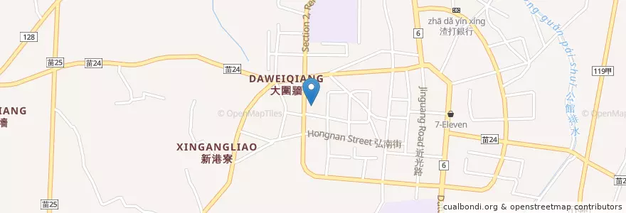 Mapa de ubicacion de 館二木頭涼亭 en Taiwan, 臺灣省, 苗栗縣, 公館鄉.