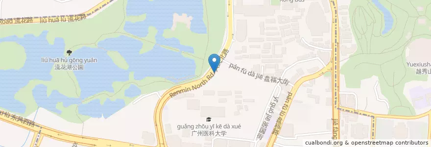 Mapa de ubicacion de 大可以饭店 en 中国, 広東省, 広州市, 越秀区, 六榕街道.