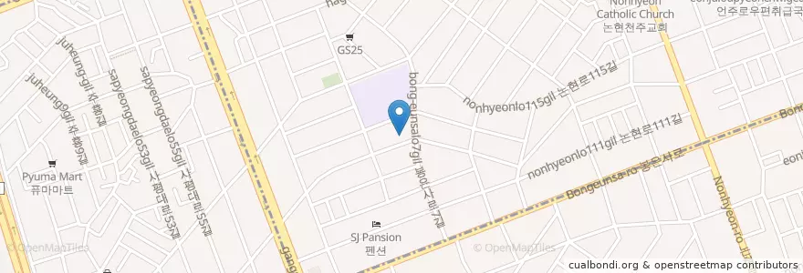 Mapa de ubicacion de 육회한연어 en 韩国/南韓, 首尔, 江南區, 논현동, 논현1동.